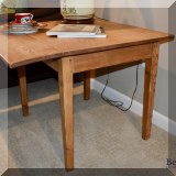 F26. Pine drop leaf side table. 24”h x 31.5”w x 24”d 